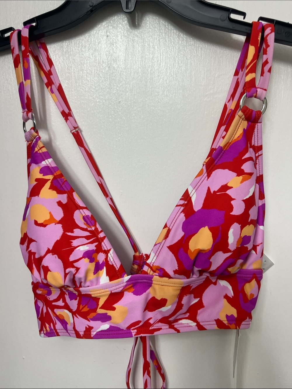 Salt + Cove Juniors' Vermillion Multi, Flutter By X-Back Bikini Top Size Large